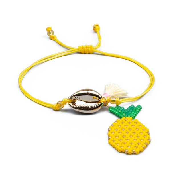 

cuff fringe ms. bracelet shell pineapple jewelry miyuki rice bead weave friendship rope, White