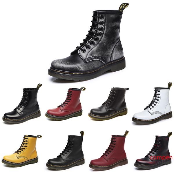 

2020 new non-brand fashion designer ankle boots men women wineter martin boots wipe wine red paint black motorcycle boots 35-44 style 2