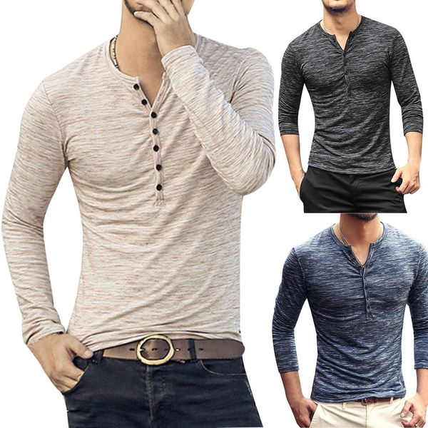 

2018 new men running t shirt v neck fitness long sleeve slim shirts button bodybuilding sport basketball shirts brand, Black;blue