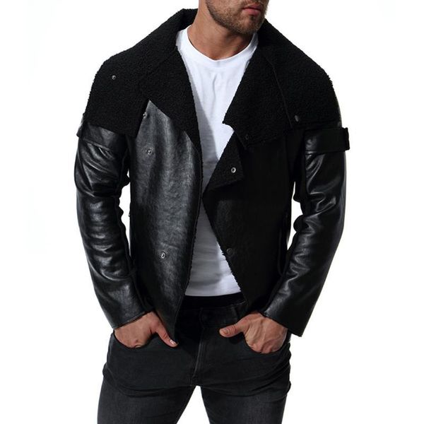 

designer jackets fashion mens long sleeve faux leather windbreaker coats mens causual motocycle clothing punk style mens, Black