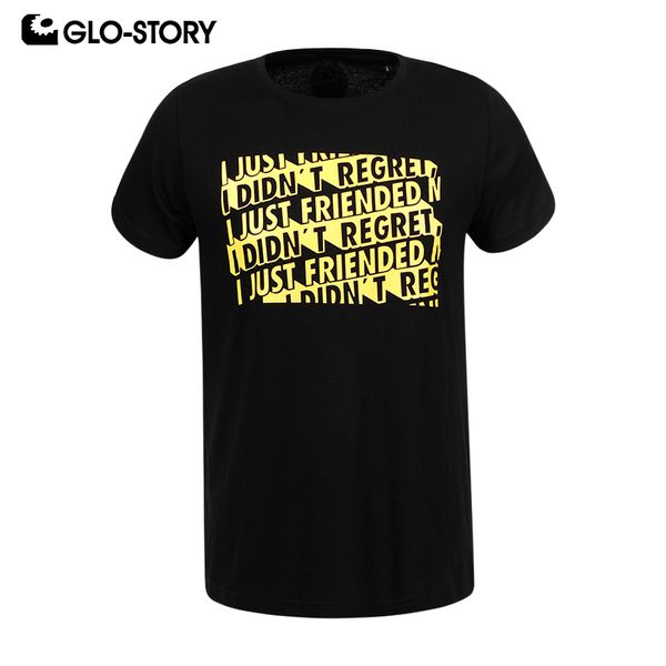 

glo-story men's 2019 new 100% cotton style t-shirt casual letter print streetwear summer basic tshirt fashion mpo-8592, White;black