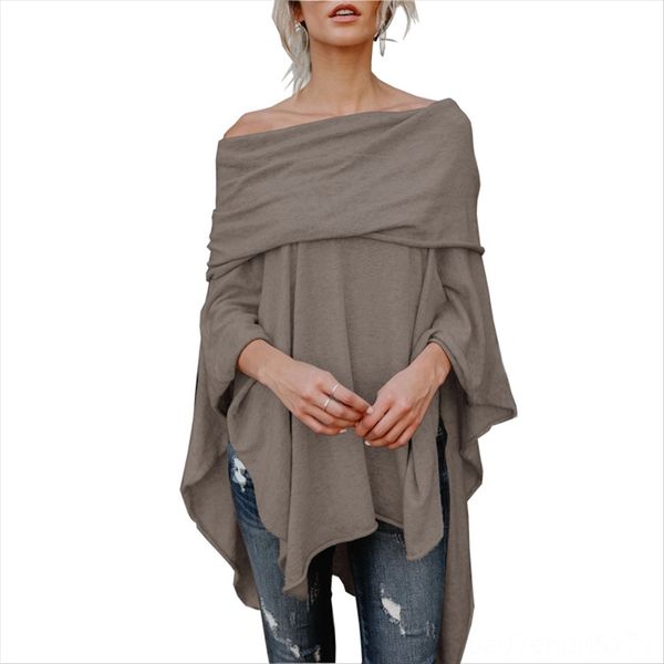 

2019rbay autumn clothes shoulder irregular female 2019rbay autumn clothes shoulder t-shirt irregular t-shirt female, White