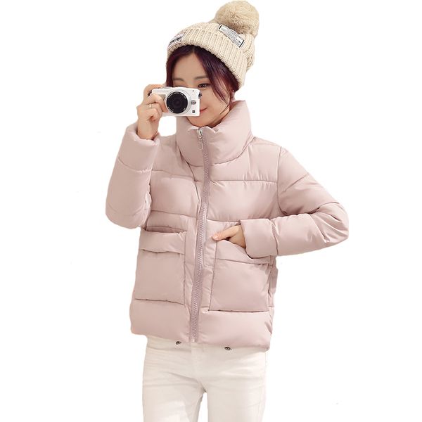 

winter fashion women jackets short design cute cotton padded pink coats causual warm hoodies loose padded parkas casaco feminino, Black;brown