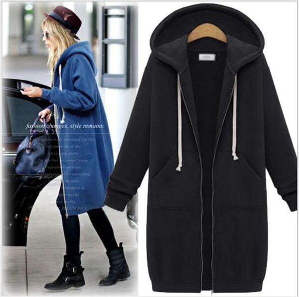

casual women trench coat autumn zipper hooded coat female long trench horn button outwear ladies pluse size s-4xl cl51, Black