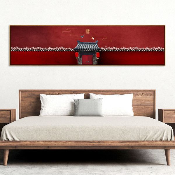 

chinese red palace wall art canvas painting art print poster picture wall modern minimalist bedroom living room decoration
