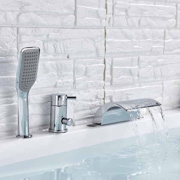 

chrome polish brass bathroom basin faucet vanity sink mixer tap deck mounted and cold water mixer tapwith hand shower