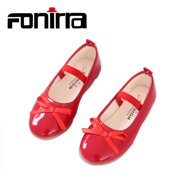 

2019 fashion girls casual shoes bowtie pu leather shoes for girls princess ballet flats for party wedding 001, Black;grey