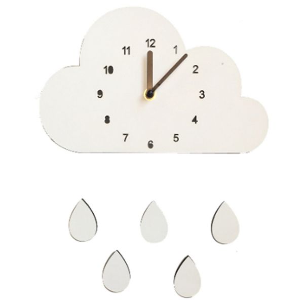 

nordic style nursery clock wooden cloud water droplets clock wall hanging decoration wall decor kids children's room decor wal