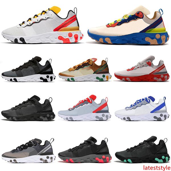 

react element 55 87 tour yellow running shoes men women orange peel triple black white sail cream blue mens trainers sports sneakers