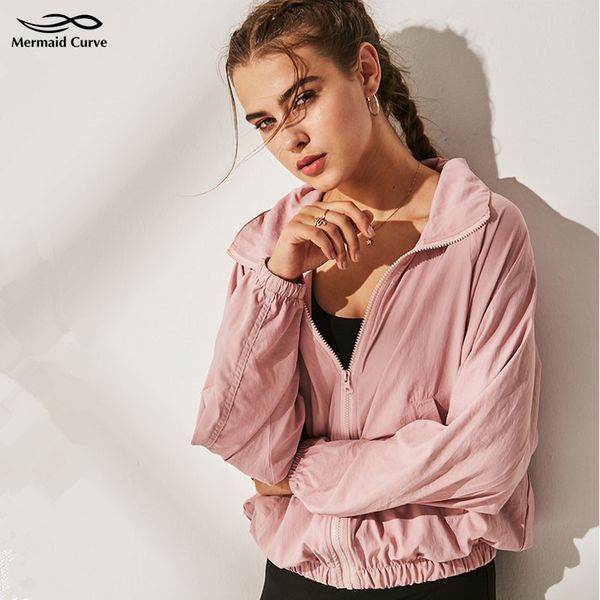 

mermaid curve gym sport coat women hooded zipper running jacket sports yoga suit fitness workout autumn sportswear, Black;red