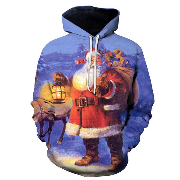 

2018 new santa claus printing hoody pullovers fashion casual 3d sweatshirt men/women hooded autumn jackets printed s-6xl, Black