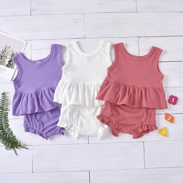 

clothing sets kid baby girl boy clothes set summer sleeveless vest shorts 2pcs holiday children outfit, White