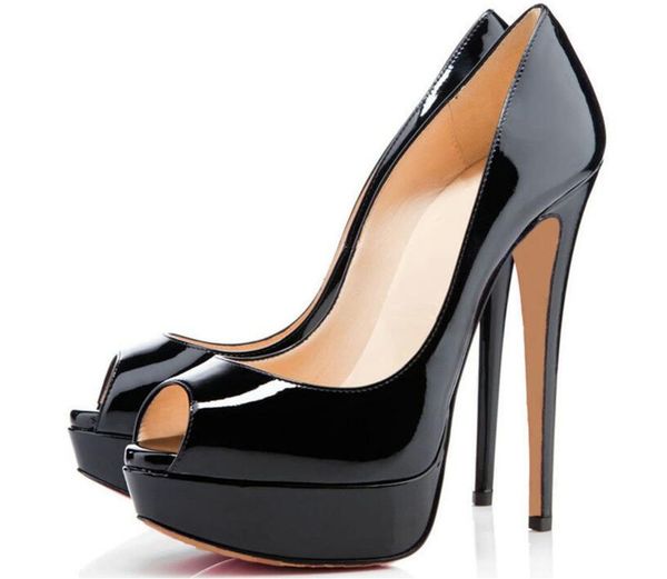 

designer brand black matte leather round red bottom high heels,fashion women nude shiny leather waterproof platform dress shoes 14cm t07