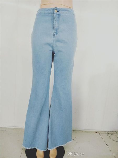 

урожай женщин flare джинсы тощий bootcut широкие ноги дамы джинсовые брюки повседневные женских брюк, Blue