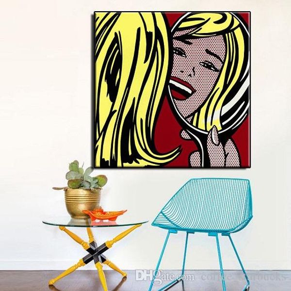 2020 Roy Lichtenstein Girl With Mirror High Quality Hand Painted - Hand Painted Mirror Wall Art 2020 Roy Lichtenstein Girl With Mirror High Quality Hand Painted - Hand Painted Mirror Wall Art
