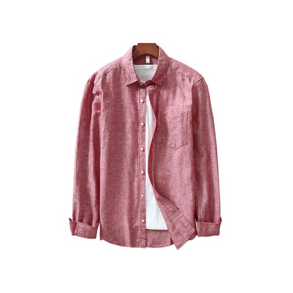 

hs028 men shirt 2020 new arrival men shirt fast fashion casual long sleeve shirts classical cotton linen ing, White;black