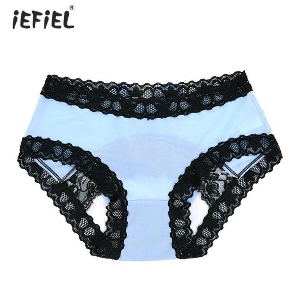 

womens sissy lingerie satin panties open back sheer lace briefs exotic underwear low waist slim fit stretchy briefs panties, Black;pink