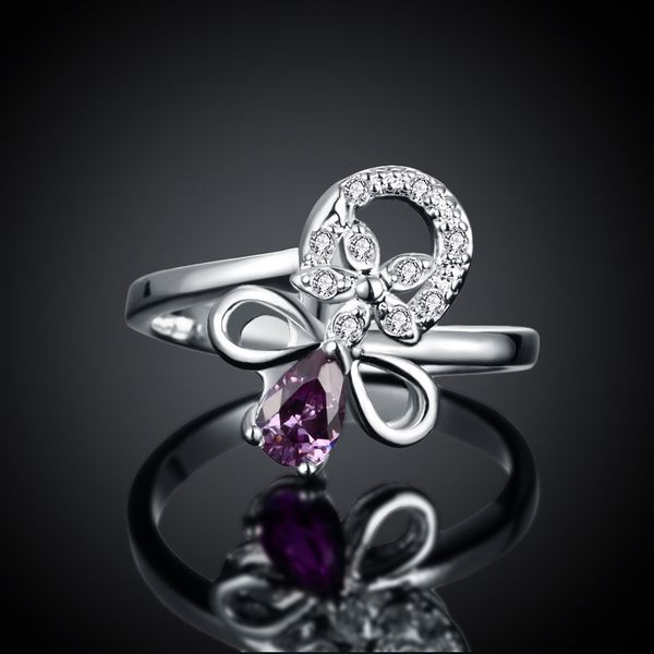

flower rings wendding party ring colorful jewelry women's crystals rings, Silver