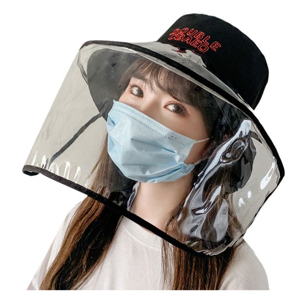 

dual-use sun hat protective face shield cover hat anti spitting saliva drool fisherman cap with detachable clear facial masks, Blue;gray