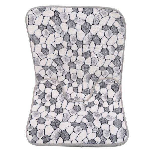 

coral fleece bathroom pebble carpet kit toilet pattern bathroom mat floor carpet two-piece set