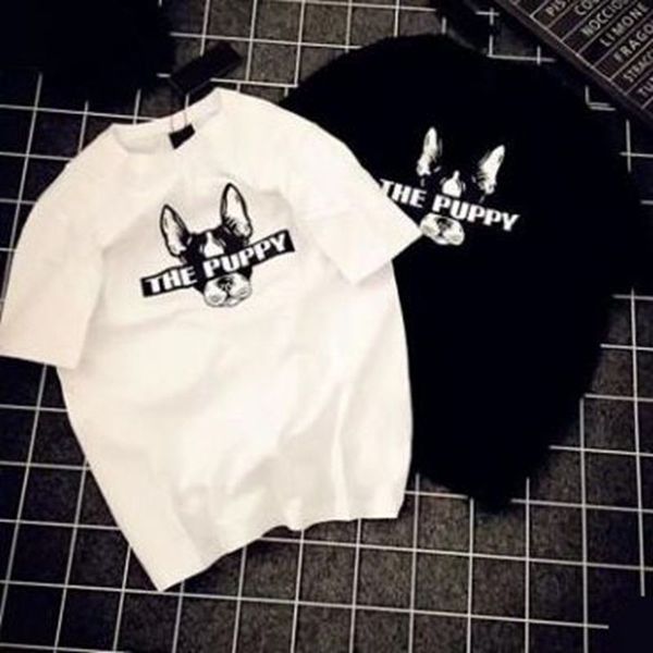 

qrxiaer women men dog t shirt print the puppy dog short sleeve shirt young boy girl women men black white couple, White;black