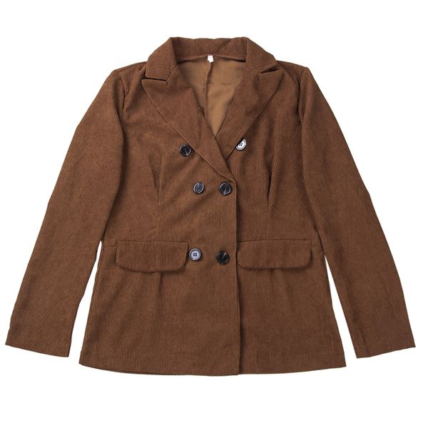

women autumn winter corduroy blazer office lady work coat jackets suits notch collar double breasted liner blazers outwear, White;black