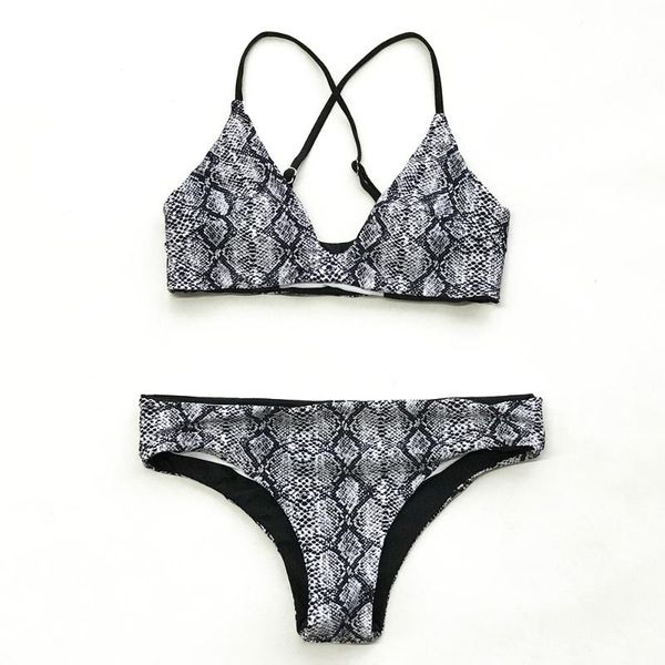 

snake print reversible bikini sets women back cross thong two pieces swimsuits 2020 girl beach bathing suits