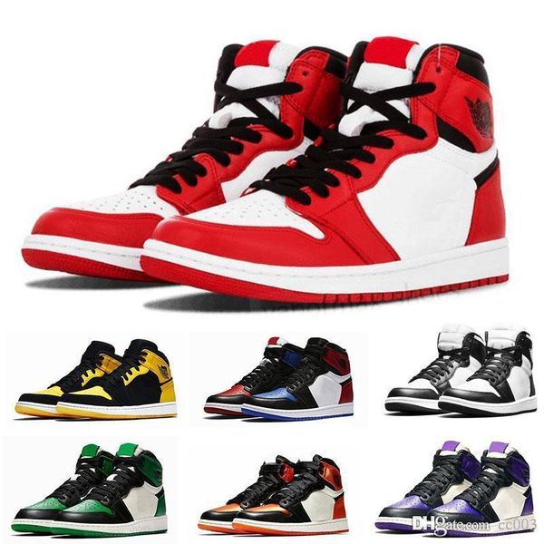 

fashion quality jumpman 1 basketball shoes athletics sneakers running shoe for women sports torch hare game royal pine green court, Black