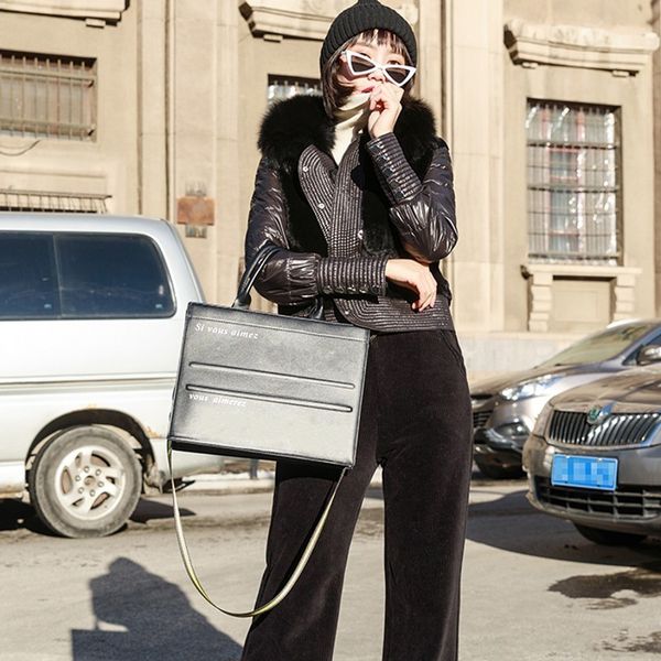 

women's fur & faux 2021 cut short sleeve coat collar sheepskin in winter, Black