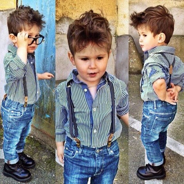 

kids autumn clothes set gentleman fashion baby boy clothing t-shirt+belt pants boys clothes set wedding party children outfits, White