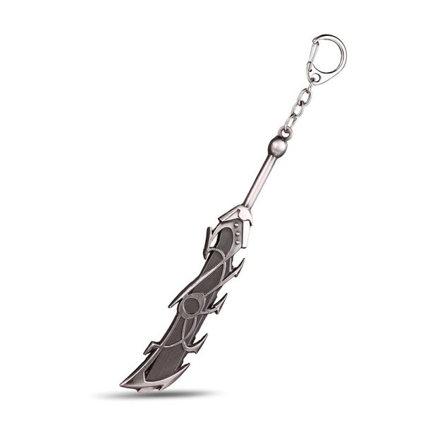 

new design game keychain model keyring cosplay souvenir gift broad sword hacking knife llavero 12cm, Silver