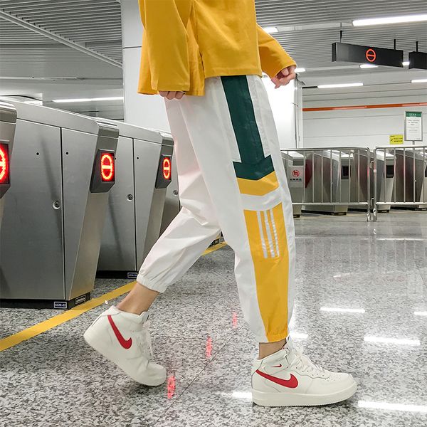 

2019 new summer boys korean students nine pants sports casual loose large size cotton joggers streetwear sweatpants best, Black