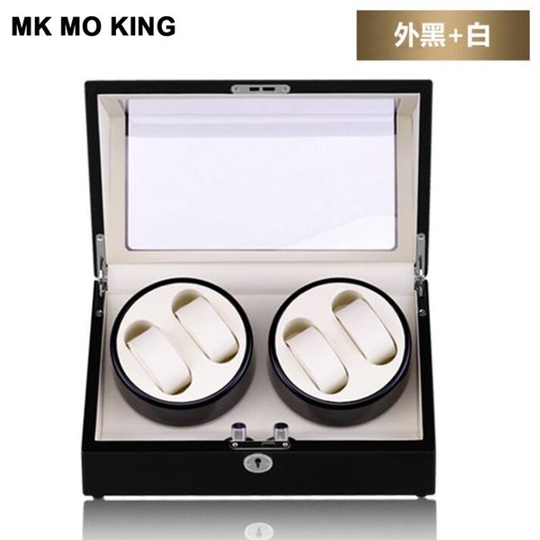 

4 place automatic mechanical watch swing device gift box for men's women's bracelet watch boxes, Black;blue