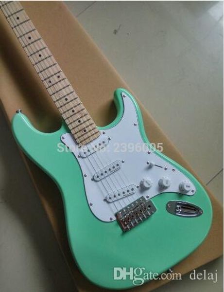 

st green electric guitar, surf green beginner guitar, factory direct with tremolo bar