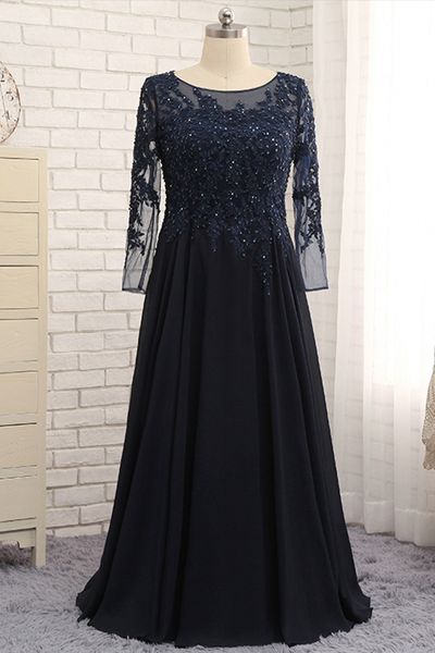 

vintage navy blue mother of the bride groom dresses long sleeves appliques lace a-line v-neck long custom made red evening party gown, Black;red