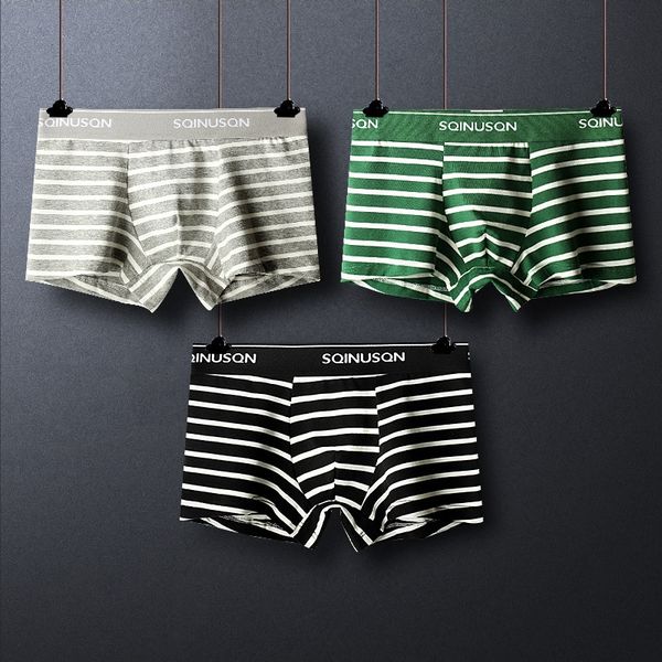 

pcw0d zhongshan personalized striped men's underwear underwear men's boxer pants low-waisted cotton fashionable sports youth four, Black;white