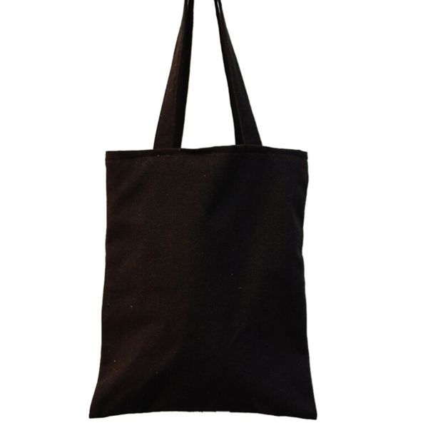 

1pcs многоразовый простой дизайн плеча сумка черный холст покупки tote vintage ткань стиль сумка eco многоразового использования