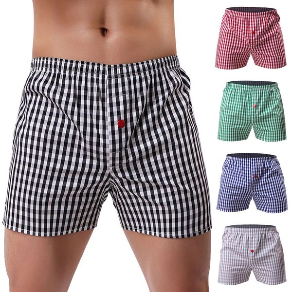 

bulk price cotton loose short boxers mens plaid underwear homewear men underpants plus size shorts comfortable multicolor 2020