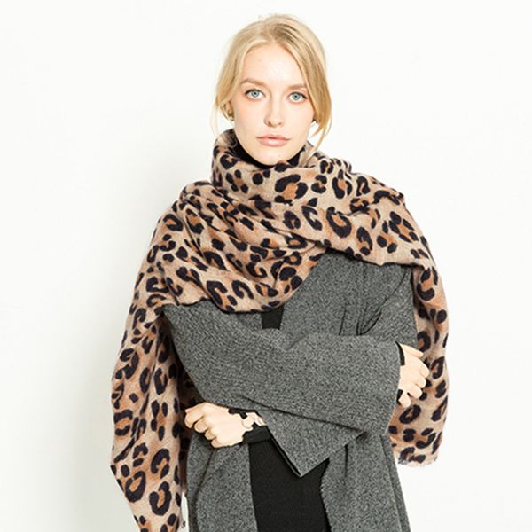 

2018 winter women scarf warm leopard printed wool long shawl soft long neck scarf fashion ladies warp elegant design@40
