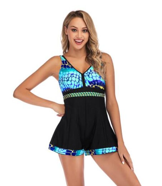 

girl lotus leaf edge connected triangle leopard skirt style split big fat plus angle slim leopard print swimsuit bikinis sets stylish
