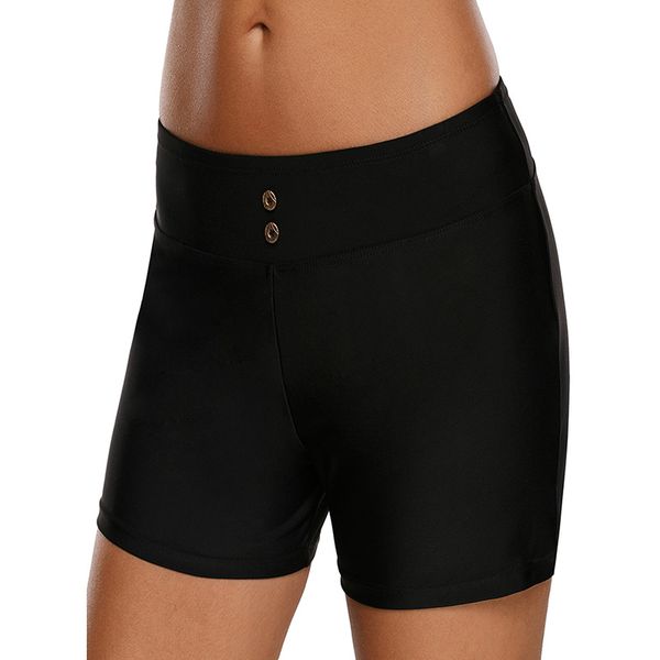 

women swim bottom solid color high waist boardshorts swim pants swimwear black high waist black boardshort swimsuit pants