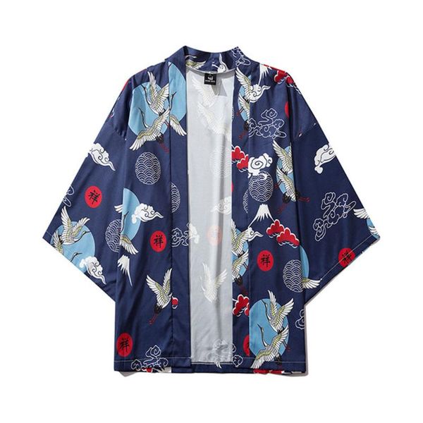 

summer japanese five point sleeves kimono mens and womens blouse casual sun protection shirt camisa masculina, White;black