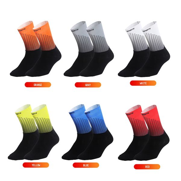 

men women anti slip cycling socks breathable professional wear-resistant bike sock compression bicycle outdoor running socks, Black