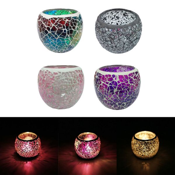 

4pcs mosaic glass candle holder candlestick votive tealight candlestick romantic