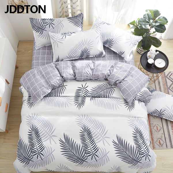 

jddton classical bedding set grey leaves bed linen duvet cover set ab side bed sheet pillowcase cover be083