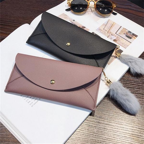 

2019 fashion wallet women tassel heart simple zipper purses long purse section clutch wallet soft pu leather money bag portfel, Red;black