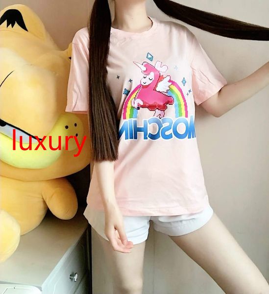 

women designer t shirts gg brand tees colorful letters printed short sleeves pattern style girl nnicorn t shirts lr200413, White