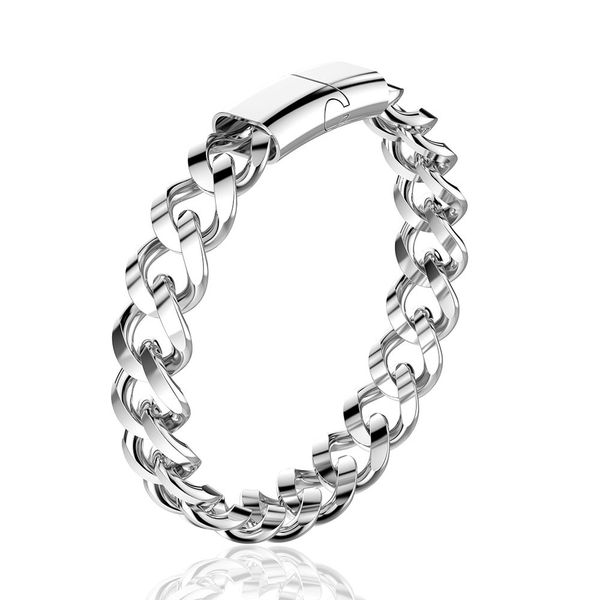 

zerotime #401 2019 new fashion punk stainless steel chain wristband clasp cuff bangle bracelet luxury ing, Golden;silver