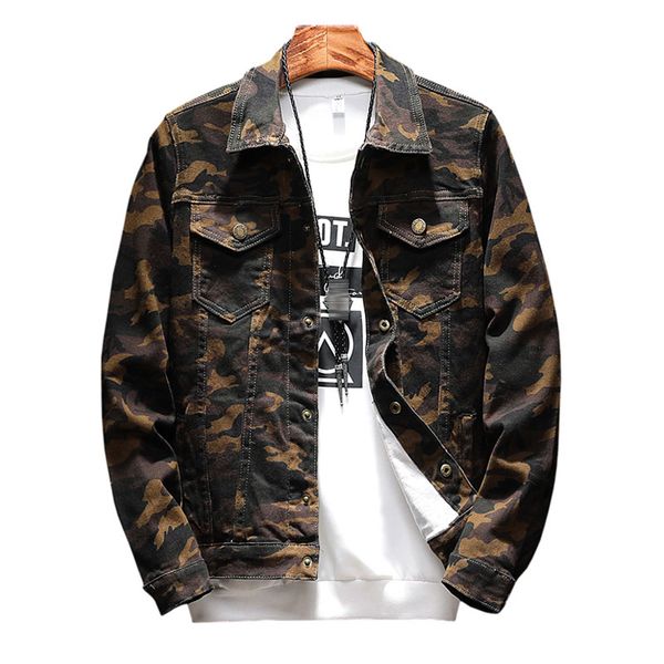 

2020 весна и осень новая мода японский камуфляж куртка молодежная мода повседневная мужская джинсовая куртка, Black;brown