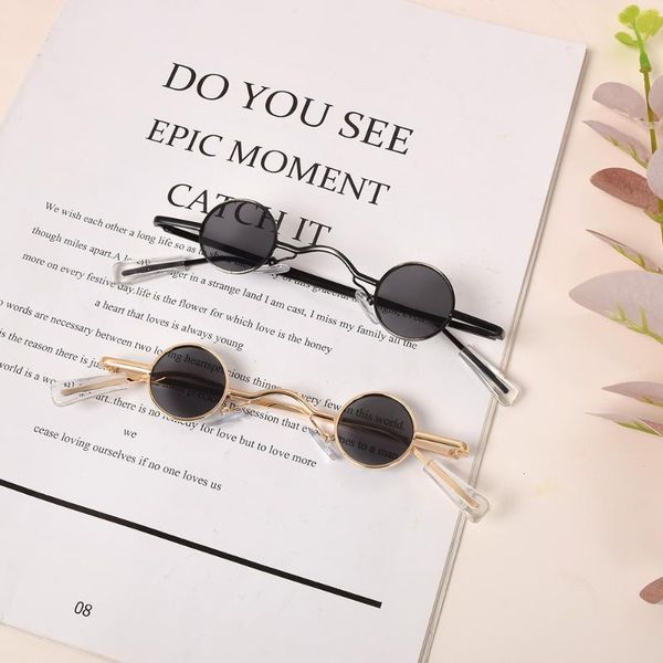 

retro mini sunglasses round men metal frame gold black red small round framed sun glasses for women eye care accessories, White;black
